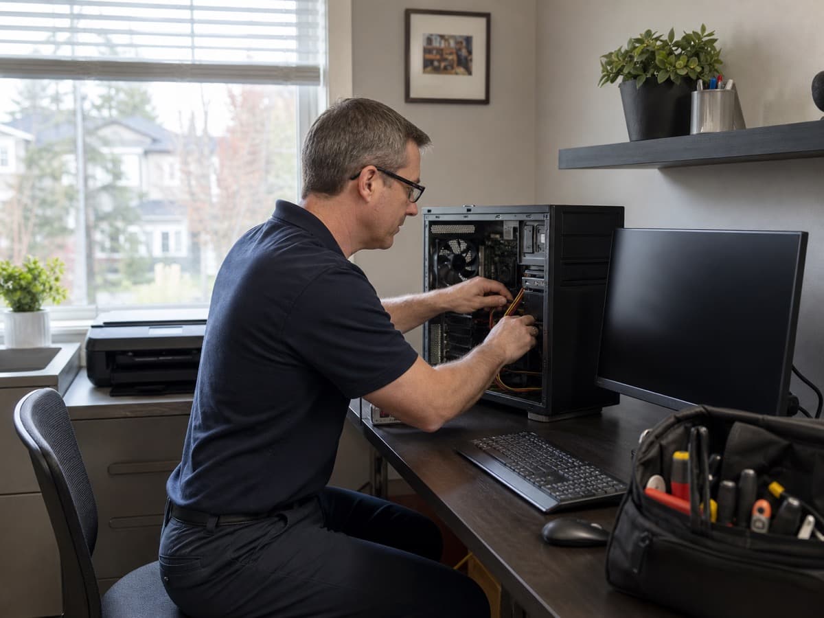 Onsite Computer Repair in Edmonton — in-home and in-office computer repair visit.
