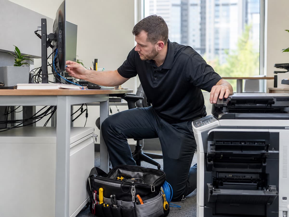 Onsite IT Support in Edmonton — on-site workstation, printer, and cable troubleshooting.