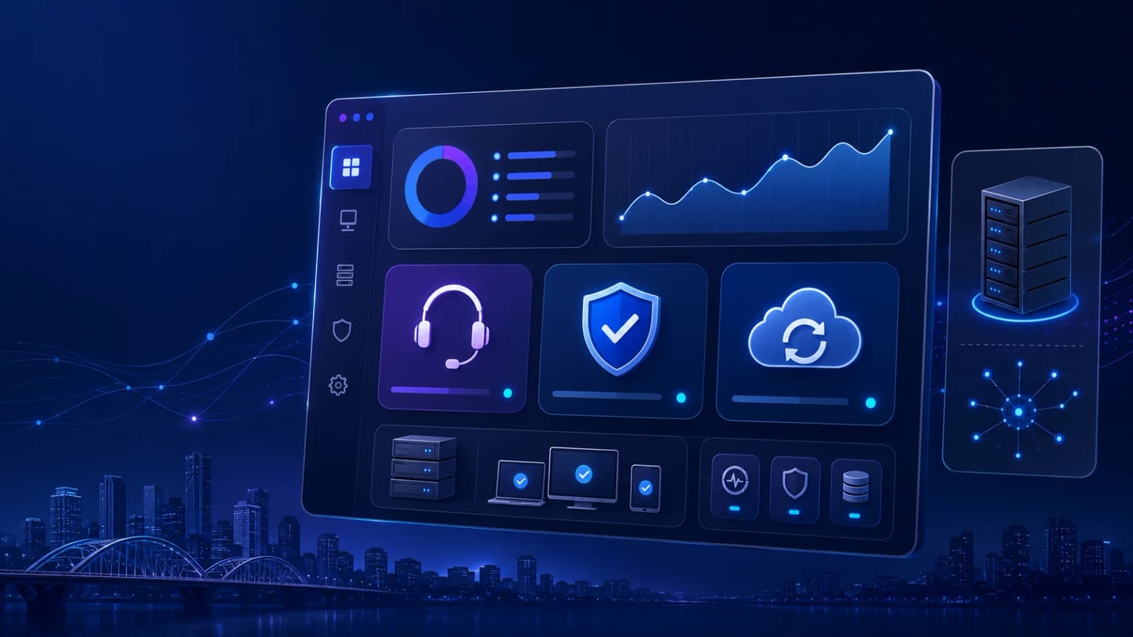 TechOS technician monitoring managed IT services for an Edmonton business